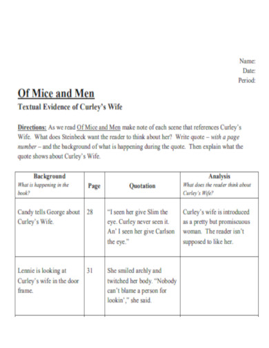 Of Mice and Men Textual Evidence