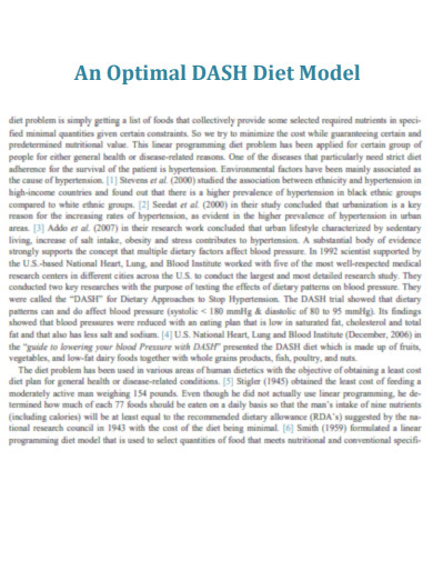 Optimal DASH Diet Model