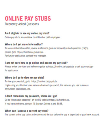 Pay Stub FAQ