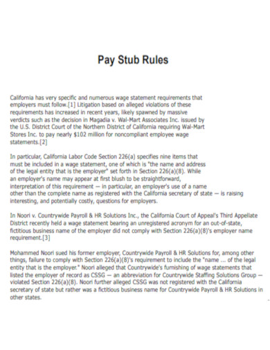 Pay Stub Rules