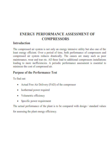 Performace Assessment for Compressor