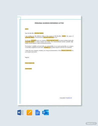Personal Business Reference Letter Template