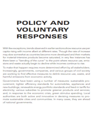 Policy Voluntary Response