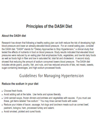 Principles of the DASH Diet