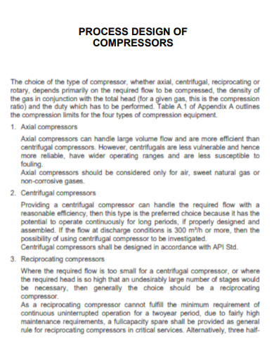 Process Design of Compressor