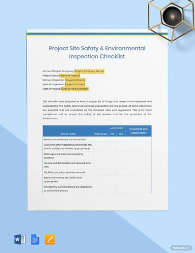 Project Site Safety Environmental Inspection Template