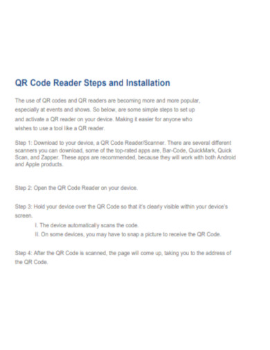 QR Code Reader Steps and Installation