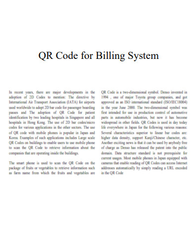 QR Code for Billing System