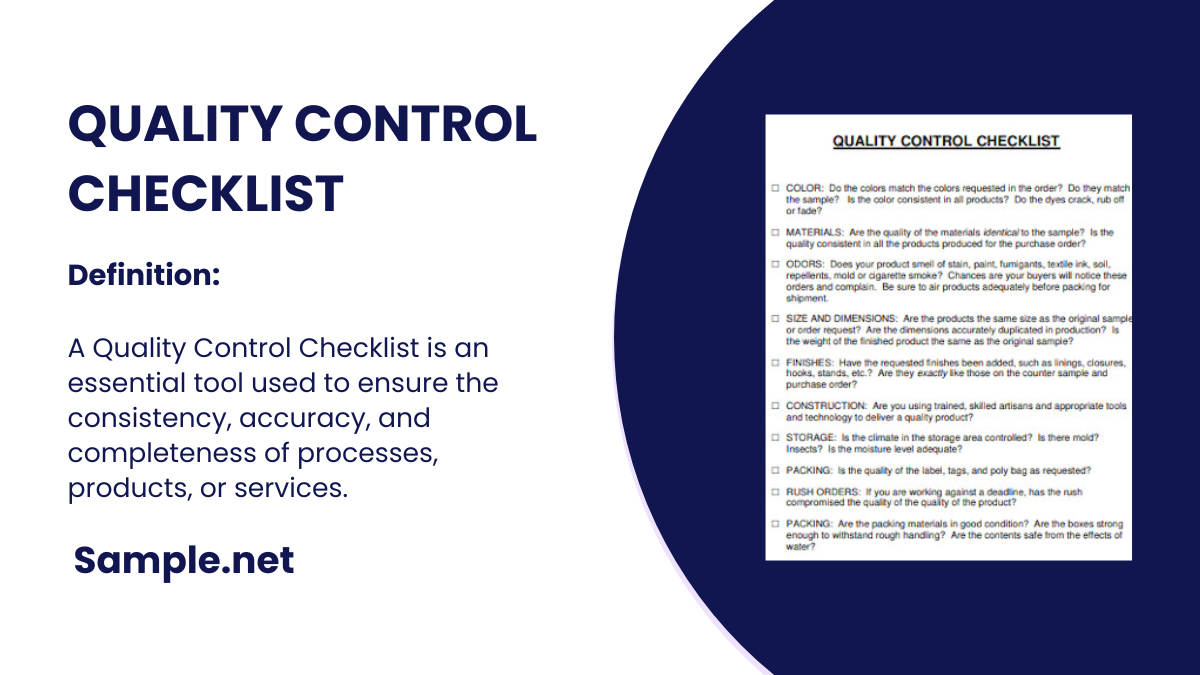 quality control checklist