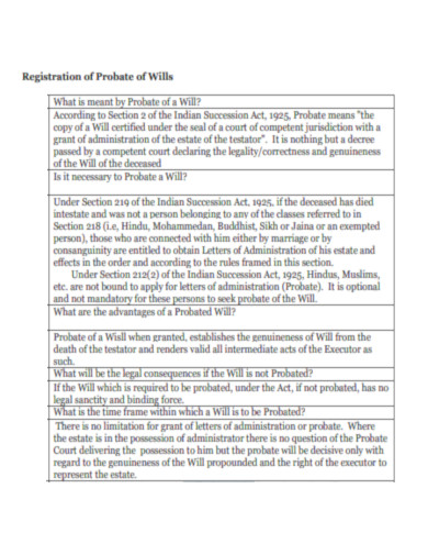 Registration of Probate of Wills