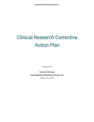 Research Corrective Action Plan Template