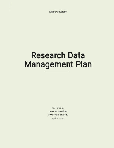 Research Data Management Plan Template