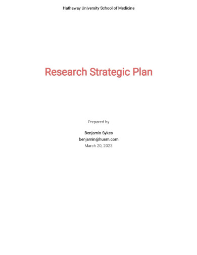 Research Strategic Plan Template