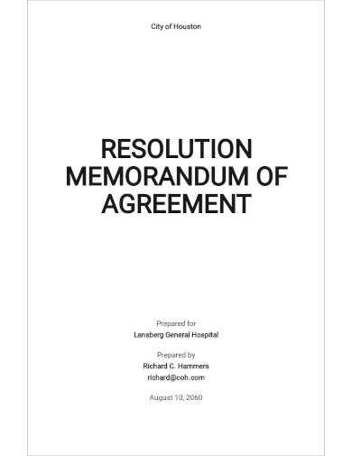 Resolution Memorandum of Agreement Template