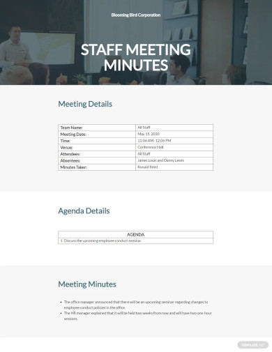 Sample Staff Meeting Minutes Template