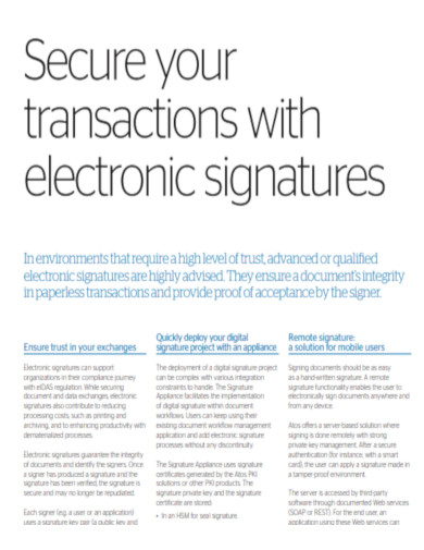 Secure your transactions with electronic signatures
