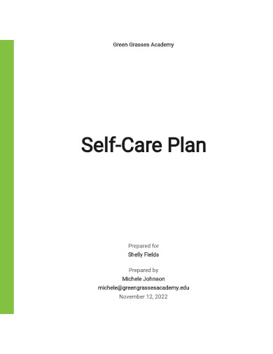 Self Care Plan Template For Students