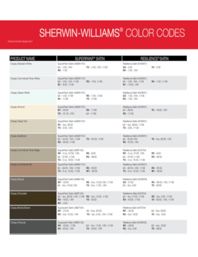 Sherwin Williams Color Code