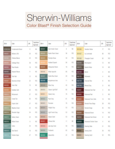 Sherwin Williams Selection Guide