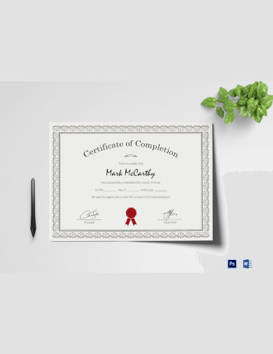 Simple Certificate of Completion Template