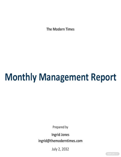 Simple Monthly Management Report Template