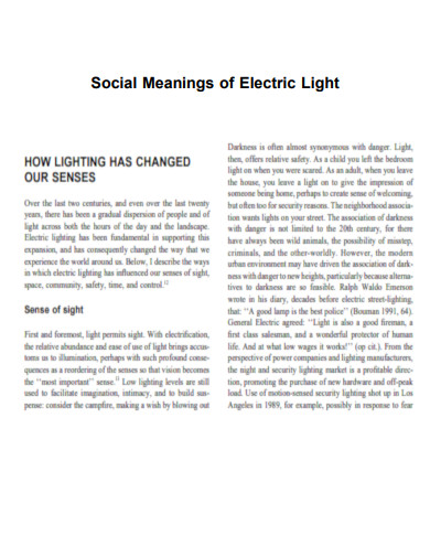 Social Meanings of Electric Light
