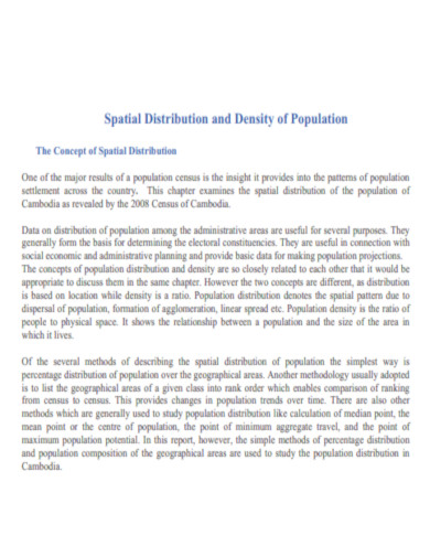 Spatial Distribution and Density of Population