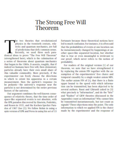 Strong Free Will Theorem