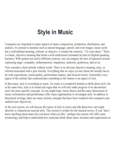 Style in Music