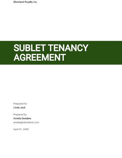 Sublet Tenancy Agreement Template