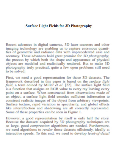 Surface Light Fields for 3D Photography