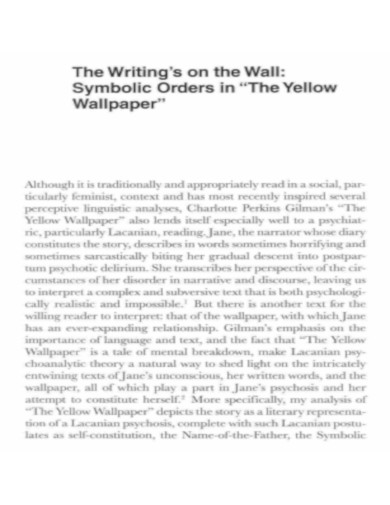 Symbolic Order in Yellow Wallpaper