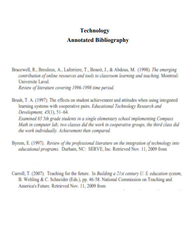 Technology Annotated Bibliography