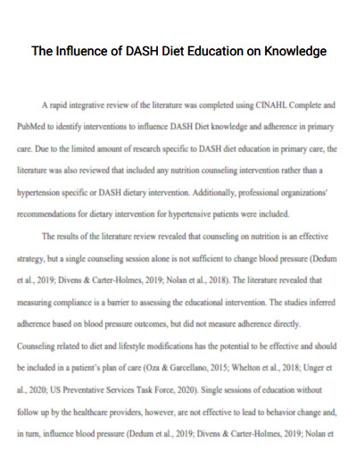 The Influence of DASH Diet Education on Knowledge