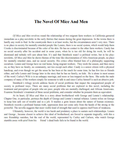 The Novel Of Mice And Men