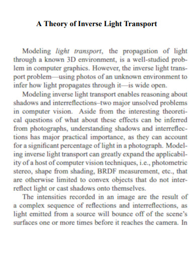 Theory of Inverse Light Transport
