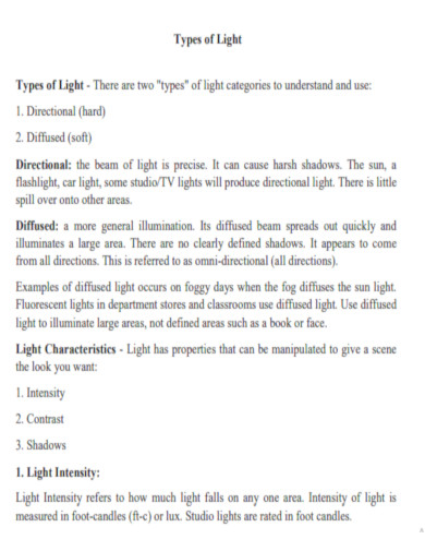 Types of Light