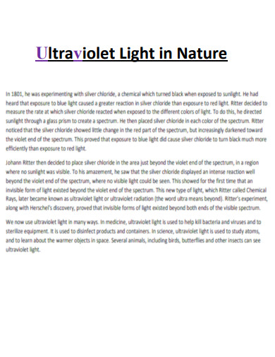 Ultraviolet Light in Nature