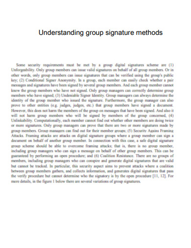 Understanding group signature methods