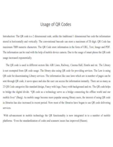 Usage of QR Codes