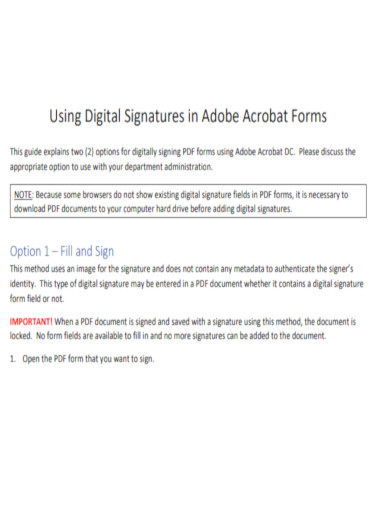 Using Digital Signatures in Adobe Acrobat Forms