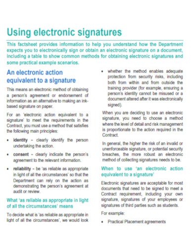 Using electronic signatures