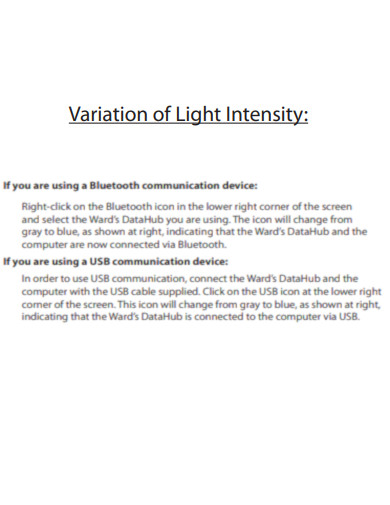 Variation of Light Intensity