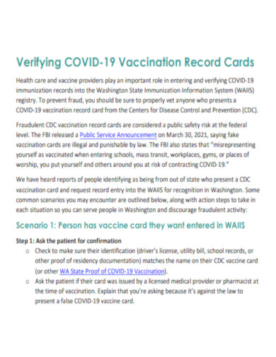 Verifying COVID Vaccination Record Cards