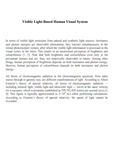 Visible Light Based Human Visual System