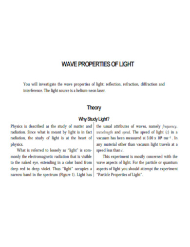 Wave Properties of Light
