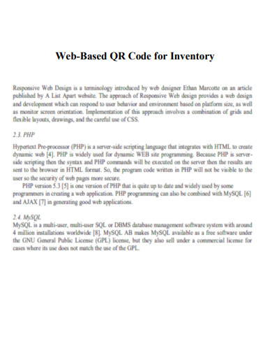 Web Based QR Code for Inventory