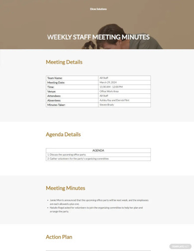 Weekly Staff Meeting Minutes Template