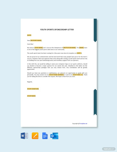 Youth Sports Sponsorship Letter Template