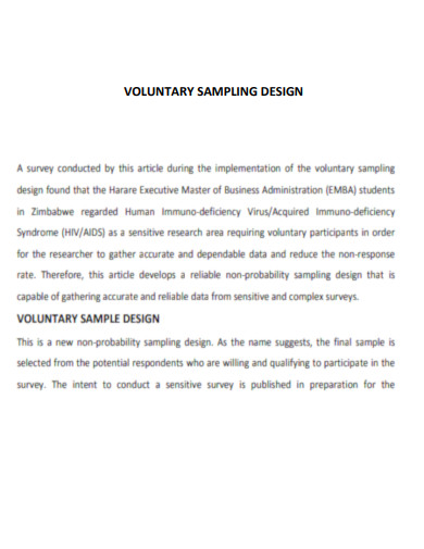 voluntary Response sampling design